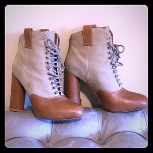 Loeffler Randall Canvas And Leather Boots, 7